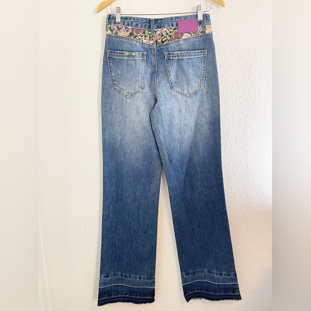 Desigual Floral tapestry patchwork distressed baggy wide Leg Jean NWT 36/2 - Picture 5 of 15